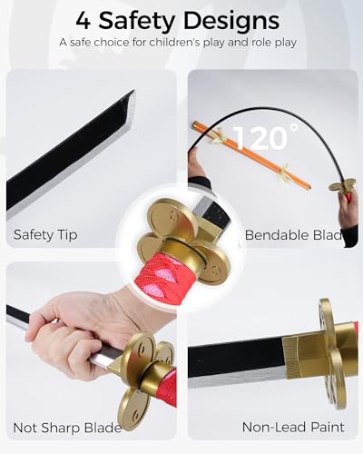 Cold Blade Katana Sword - 41 inches Katana Replica with Holster Belt and Display Stand - Sword with Authentic Design - color: Pale Moon