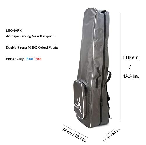 LEONARK Fencing Draw-bar Wheel Bag for Epee Saber and Foil - Hema Sword Bag Trolley Case for Fencing Suit and Mask - color: Gray a