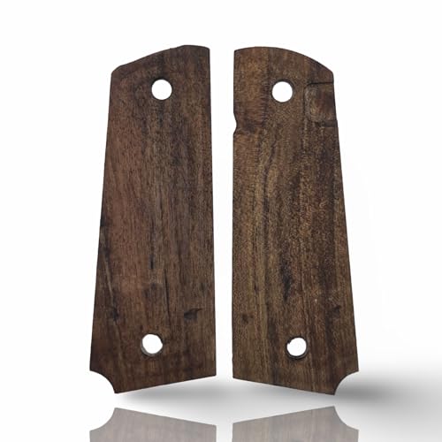Art Series 1911 Pistol Grips – Handcrafted Walnut Wood Panels with Unique Engraved Designs | Oil Finish | Fits Full-Size 1911 Clones - color: Mystic Cross