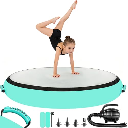 CZGBRO Air Spot Gymnastics Mat, Air Mat Tumble Track Gymnastic Equipment Inflatable Tumbler Backbend Trainer with Electric Pump for Yoga Cheerleading Home & Water Use - color: Green Air Spot