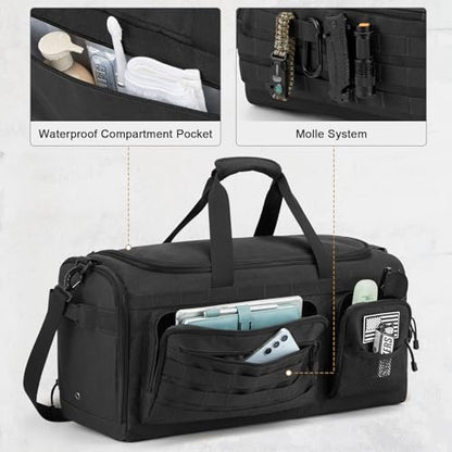 G4Free 3-in-1 Duffle Bag Travel Gym Sports, Large Tactical Duffel Backpack - color: Black