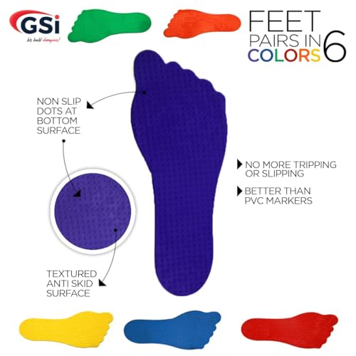 GSi Non-Slip Floor Spot Markers for Sports, Therapy & Classroom - size: 2.⁠ ⁠Feet