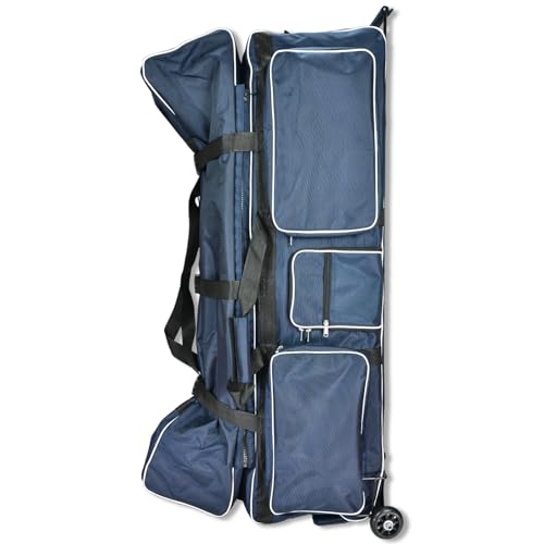 Fencing Bag with Wheels - Competition Draw-bar Rolling Fencing Bag - Fencing Bags with A High-Top Weapon Bag - color: Navy Blue