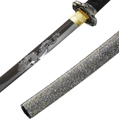 1045/1060 high Carbon Steel Full Hand Forged Traditional, Katana Sword Hademade Heat Tempered ，Japanese Samurai Swords ，Full Tang,Functional,Black - color: gray