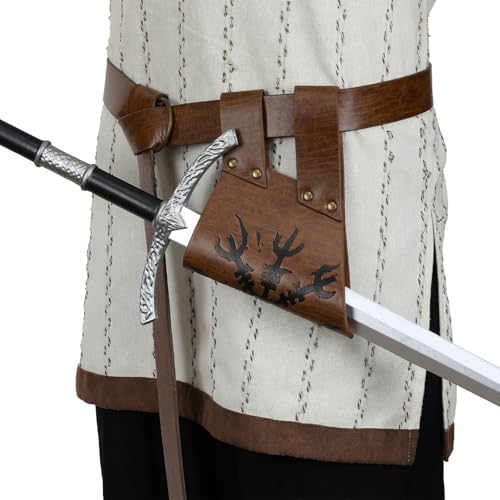 HiiFeuer Medieval Sword Frog with Belt, Viking Sword Holster Scabbards Vintage Renaissance Sword Sheath Holster for Ren Faire - color: Brown B