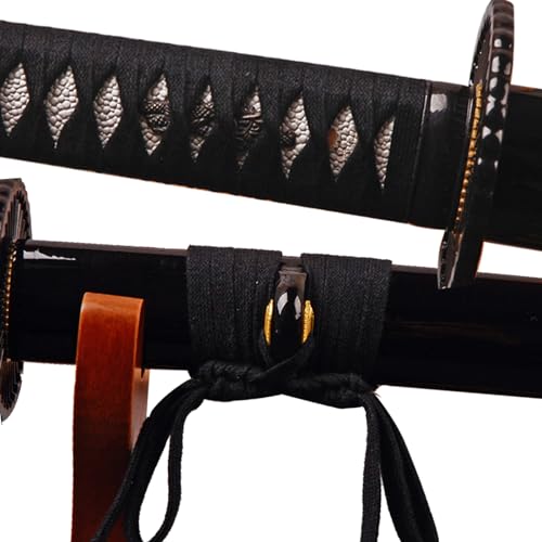 4.4 Yard Cotton Ito Tsukamaki Sageo Handle Wrapping Cord Scabbard Rope for Japanese Sword Katana Wakizashi Tanto - color: black