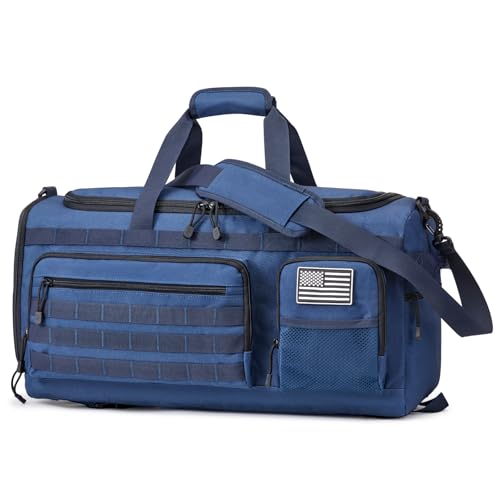 G4Free 3-in-1 Duffle Bag Travel Gym Sports, Large Tactical Duffel Backpack - color: Navy