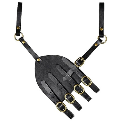 Mythrojan Medieval Sword Frog Adventurer with Leather Holder for Universal Rapier, Broadsword, Cutlass - style: Left Handed - Black (6")