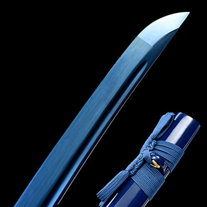 Traditional Heat/Clay Tempered Hand Forged Katana Sword | Real 1060/1095 T10 High Carbon Steel Sharp Full Tang Katanas | Practical Authentic Japanese Samurai Swords - color: Iron Tsuba