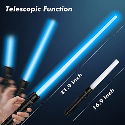 Light Sabers for Kids, Light Up Saber for Birthday Halloween Party, Telescopic Extendable Light Sword with Motion Sensitive FX Sound for Boys Girls