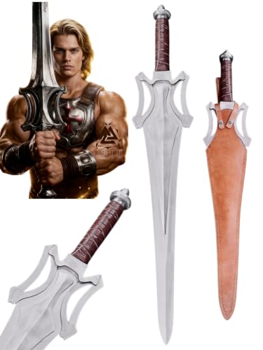 -Two Handed Cosplay LARP Long Viking Sword with Scabbard – Handmade Damascus Steel Blade – Full Tang Norse Style Props– Medieval Sword Replica for Collectors heeman Inspired (L-105cm)