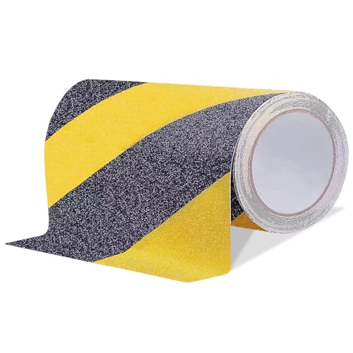 Anti Slip Tape, Waterproof Self Adhesive Yellow/Black 9.8"x33Ft Grip Tape - size: 9.8 Inch x 33 Feet