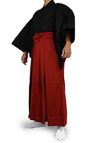 Edoten Japanese Samurai Hakama Uniform - color: Bk-red, size: Medium