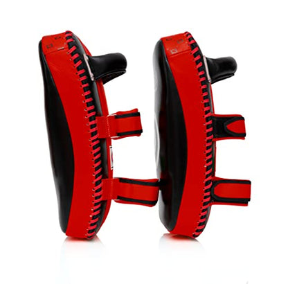 Fairtex Curved Muay Thai Pads, Kickboxing Punching Kicking Striking Shield - color: Black/Red, size: Standard