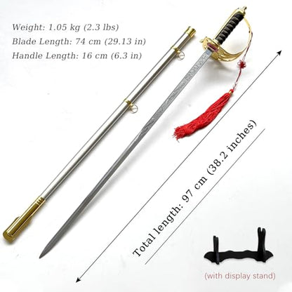 37.8" Stainless Steel Eagle Head Straight Ceremonial Sword,European Honor Guard Parade Sword,Unsharpened Drill Saber - style: B