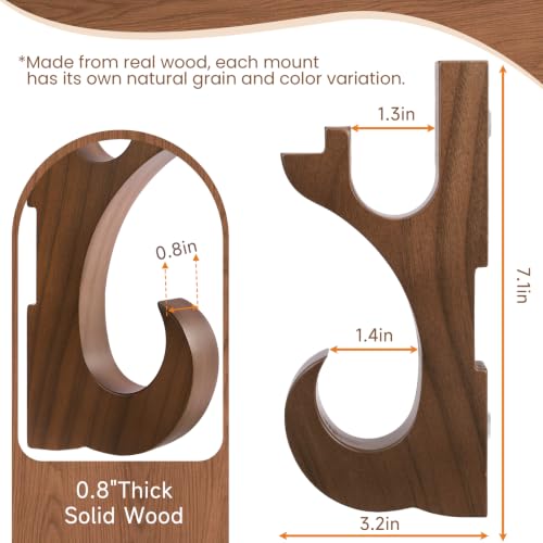 Sword Wall Mount Hook Walnut Wood Katana Display Holder Stand Rack, Brown