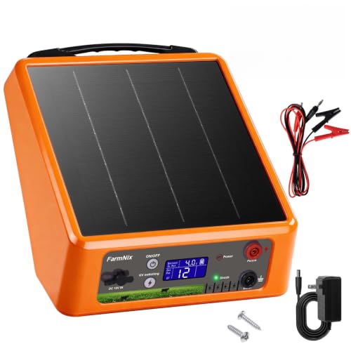 6-12kV Solar Electric Fence Charger, 0.3-2J Variable Output Mode - color: Orange
