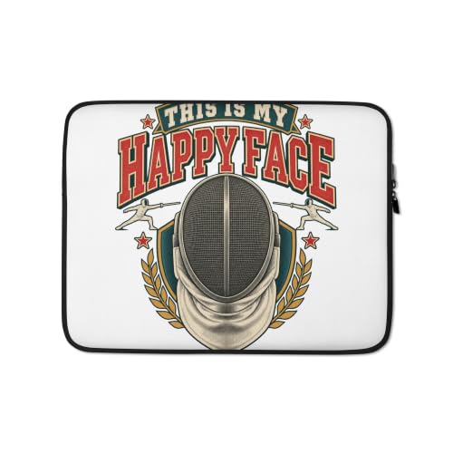This is My Happy Face Fencing Mask Sword Fighting Sport Graphic Laptop Sleeve - size: 13 Inches