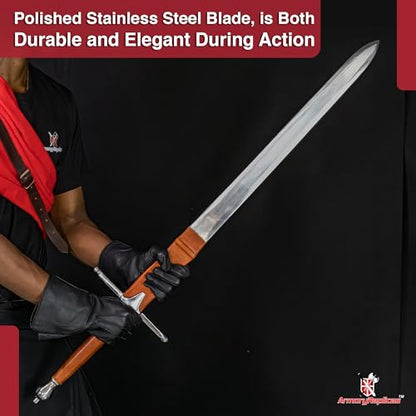 Armory Replicas™ - William Wallace Medieval Swords Collection - Deluxe Claymore Variations with Sheath - Stainless Steel Blade, Leather-Covered Handle - Inspired by Braveheart - style: Braveheart