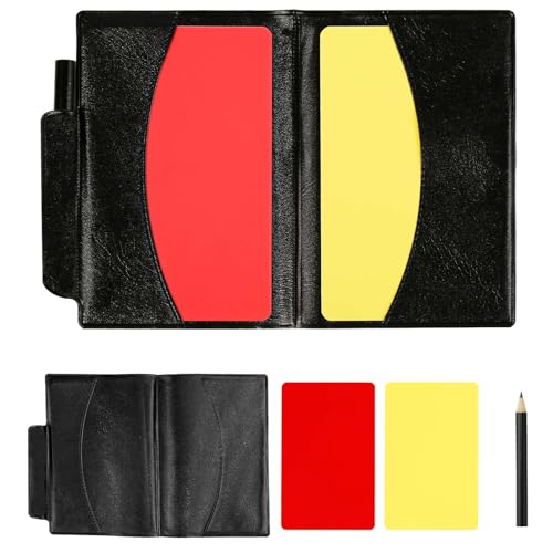 NQEUEPN Referee Cards Set, 2pcs Referee Penalty Cards with Card Holder Soccer Referee Red and Yellow Warning Cards for Football Soccer Volleyball Sports Game Men's Officials