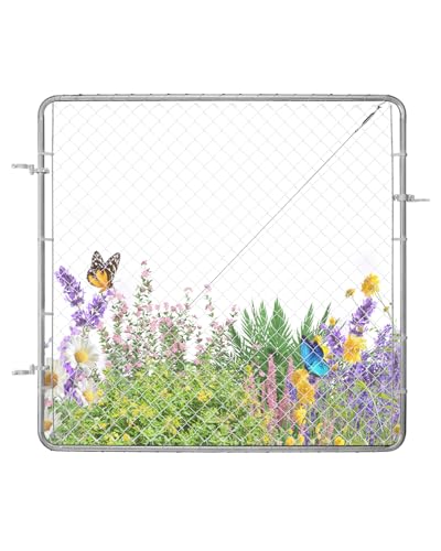 VEVOR Chain Link Fence Gate, 70 x 72 in, Adjustable Chain Link Fence Panel, Garden Fence Gate Opening, Rust-Resistant Galvanized Fencing Gate for Farm Posts Not Included - color: Galvanized, size: 70 x 72 in