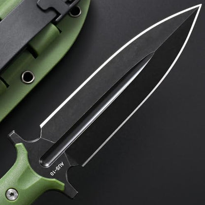 Gtkii GTK50 Fixed Blade Knife AUS-10 Stainless Steel Blade Nylon Fiberglass Full Tang Handle EDC Fix Knifes for Outdoor Camping Survival(Green) - color: Green