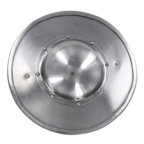 Medieval Archers Buckler Shield 11 Inch Steel Round Combat Shield Silver for Reenactment, LARP & Cosplay