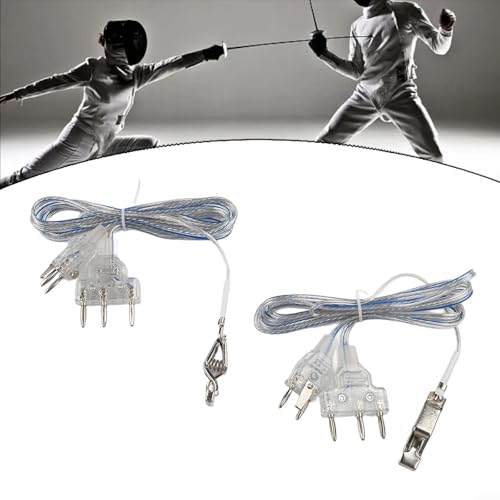 2Pcs Fencing Body Cords For Foil And Saber, 50Cm PVC-Copper Hand Line Clamp With Transparent Cable, Reliable Conductivity For Training And Competition
