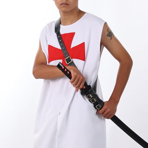 BLESSUME Medieval Knight Belt with Sword Frog Holster Rapier Scabbard Holder 1pc - color: Black 1