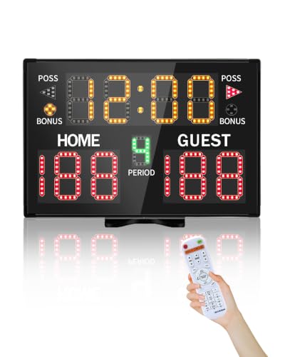 LUCKY TIME Electronic Basketball Scoreboard with Buzzer, Digital Scoreboard with Remote,Portable Score Keeper Battery Powered Score Board for Sports Games - style: 15" Compact | Battery Not Included