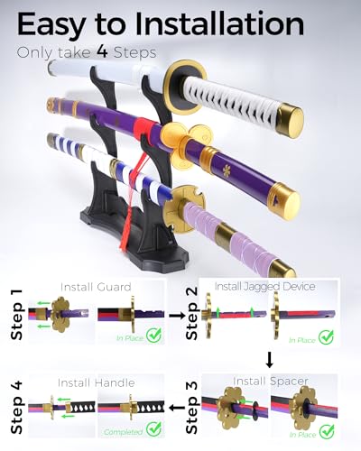 Cold Blade Katana Sword - 41 inches Katana Replica with Holster Belt and Display Stand - Sword with Authentic Design - color: ‎3 Piece-Violet Flame+Purple Inferno+Plain White