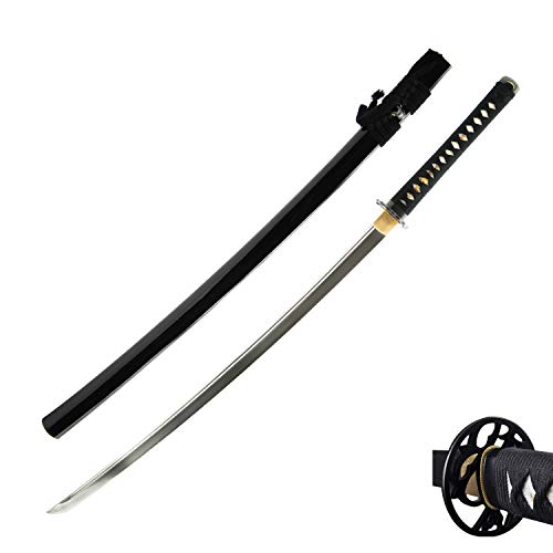 Hand Forged 1045 Carbon Steel Scroll Katana, Full Tang Japanese Sword
