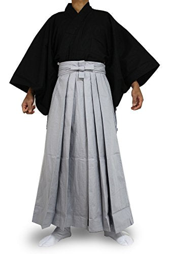 Edoten Japanese Samurai Hakama Uniform - color: Bk-grey, size: Large
