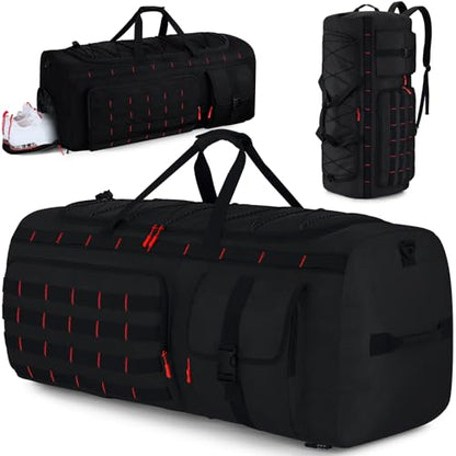 Gonex 130L Extra Large Duffel Bag, Convertible Travel Duffle - color: Black with Red Accents, size: 130L