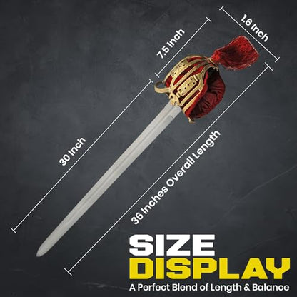 SZCO 38" Broad Scottish Sword- Ceremonial Sword with Basket Hilt, Red Suede Handle, and Leather-Wrapped Scabbard for LARP & Collectors