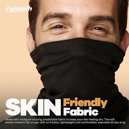 Fuinloth Neck Gaiter, 6 Pack Cooling UV Protection Bandana Face Mask Gator - color: Black+gray+white+green+light Gray+navy