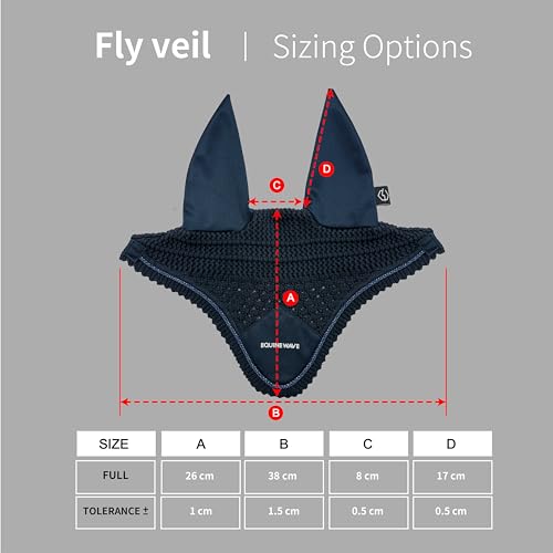 EQUINEWAVE Horse Fly Bonnet, Breathable Crochet Ear Bonnet with Stretch Comfort Ears, Contoured Fit for English Riding - color: NAVY