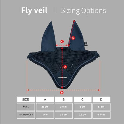 EQUINEWAVE Horse Fly Bonnet, Breathable Crochet Ear Bonnet with Stretch Comfort Ears, Contoured Fit for English Riding - color: NAVY