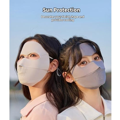 UPF 50+ Reusable Cloth Mask, UV Guard Face Cover, Korean Slim Fit - color: Light Grey