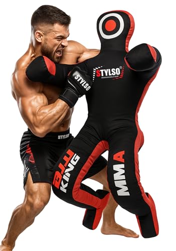 Un-Filled Grappling Dummy Wrestling Dummy Jiu Jitsu Dummy for BJJ MMA Judo Karate Practice Adult Kids - color: Black, size: 5ft / 60"