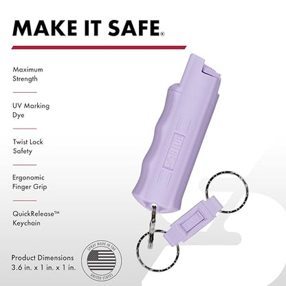 SABRE Personal Safety Kit with Pepper Spray and 2-in-1 Personal Alarm with LED Light, 0.54 fl oz, 25 Bursts,130dB Alarm, Audible Up to 1,250 Feet - color: Lavender, size: 0.54 Fluid Ounces/15 Grams