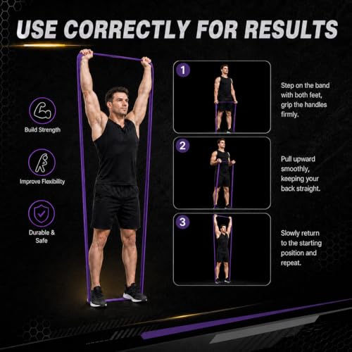 VEICK Pull Up Assist Resistance Bands for Home Gym - color: Purple/Black/Red/Yellow Set of 4 (0.3-1.1in)