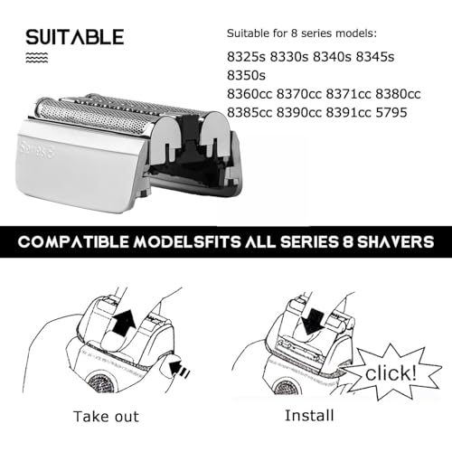 83M Series 8 Replacement Head Compatible with Braun S8 - color: silver