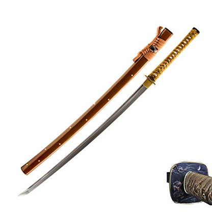Plum Blossom Samurai Sword, Hand Forged Carbon Steel, Full Tang - color: 1045 Damascus Katana Bo-Hi 971