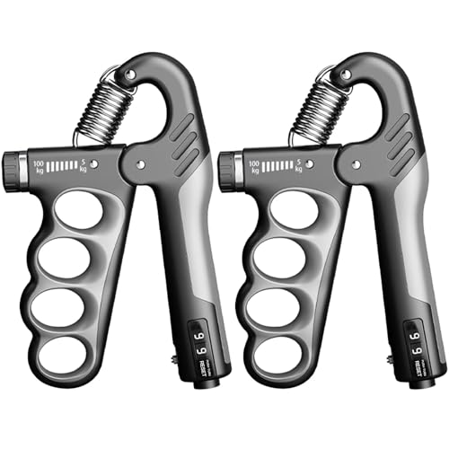 Grip Strength Trainer Forearm Strengthener, 2 Pack, 11-220 lbs adjustable - color: Gray