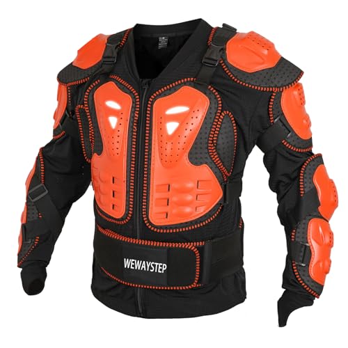 Motorcycle Body Armor Jacket with Chest Spine Protection - color: Orange, size: Small