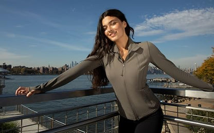 Interlink Ribbed Princess Seam Performance Jacket - color: Black Interlink High Low Hem, size: Large