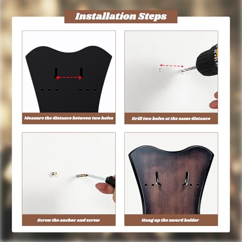 Sword Plaque Wall Mount Vertical Display Holder Adjustable Stand for Bow Medieval Dagger Axe (1pcs Medium Brown) - color: 1pcs Medium Brown