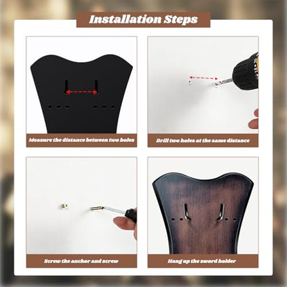 Sword Plaque Wall Mount Vertical Display Holder Adjustable Stand for Bow Medieval Dagger Axe (1pcs Medium Brown) - color: 1pcs Medium Brown