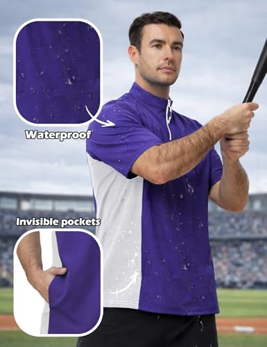 Men’s Cage Jacket Baseball Windbreaker Lightweight Batting Practice Pullover for Training Water-Resistant Jacket - color: Purple, size: X-Large